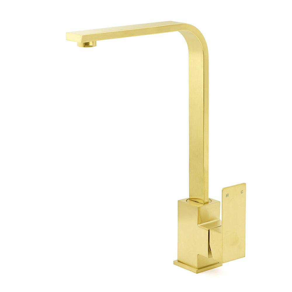 WELS Brushed Gold Gooseneck 360º Swivel Laundry Sink Kitchen Mixer Faucet Tap