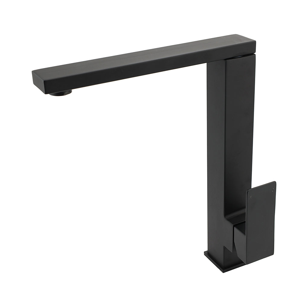 WELS Black 7.5L/m Kitchen Mixer 360º Swivel Laundry Sink Tap Faucet Square Set