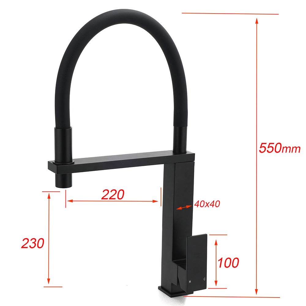 Matt Black Swivel Kitchen Sink Basin Mixer Swivel Faucet Tapware Pull Out Spout