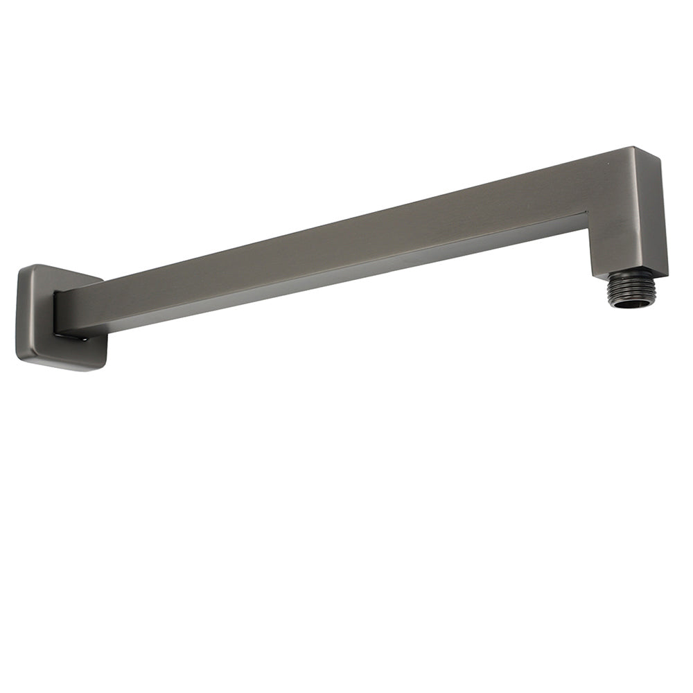 Gun Metal 12" Square Large Rainfall Shower Head 400mm Straight Wall Mounted Arm Set