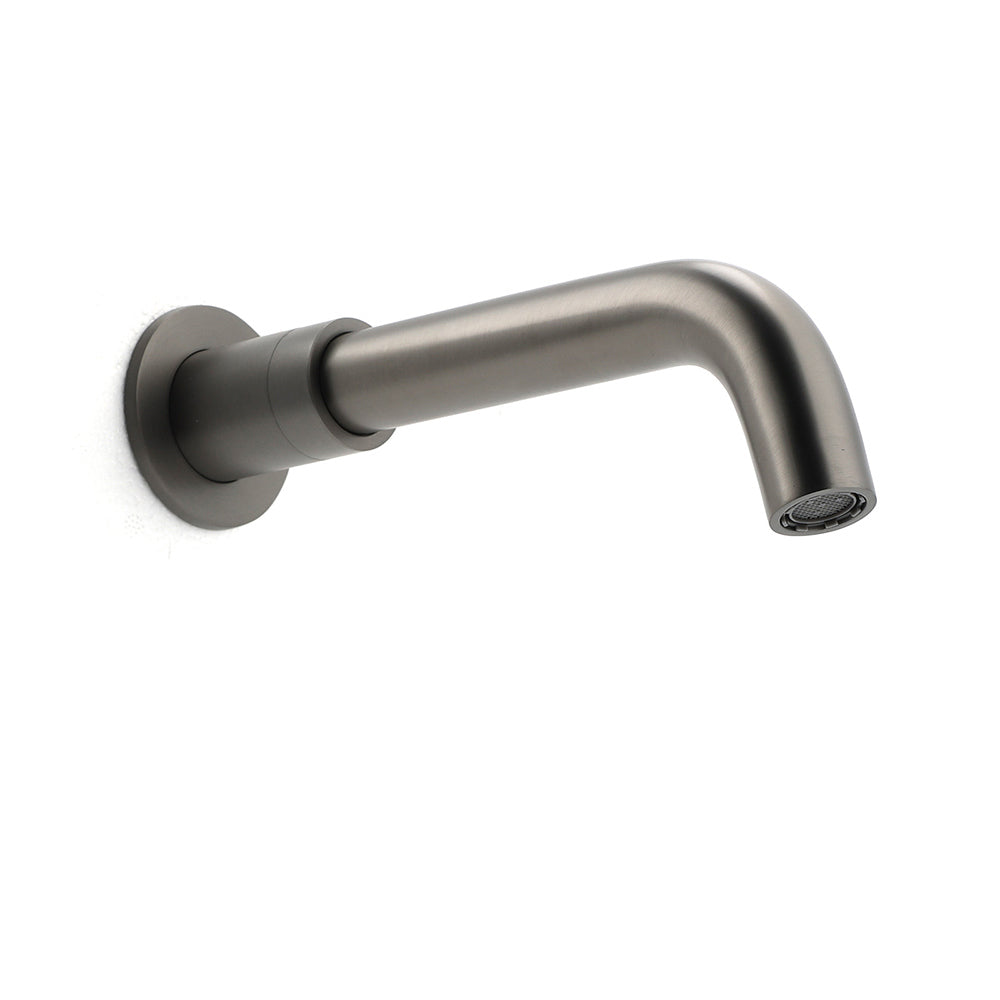 Gun Metal Grey Round Bathtub Spout Basin Curve Faucet Bubble Water Outlet 304SUS