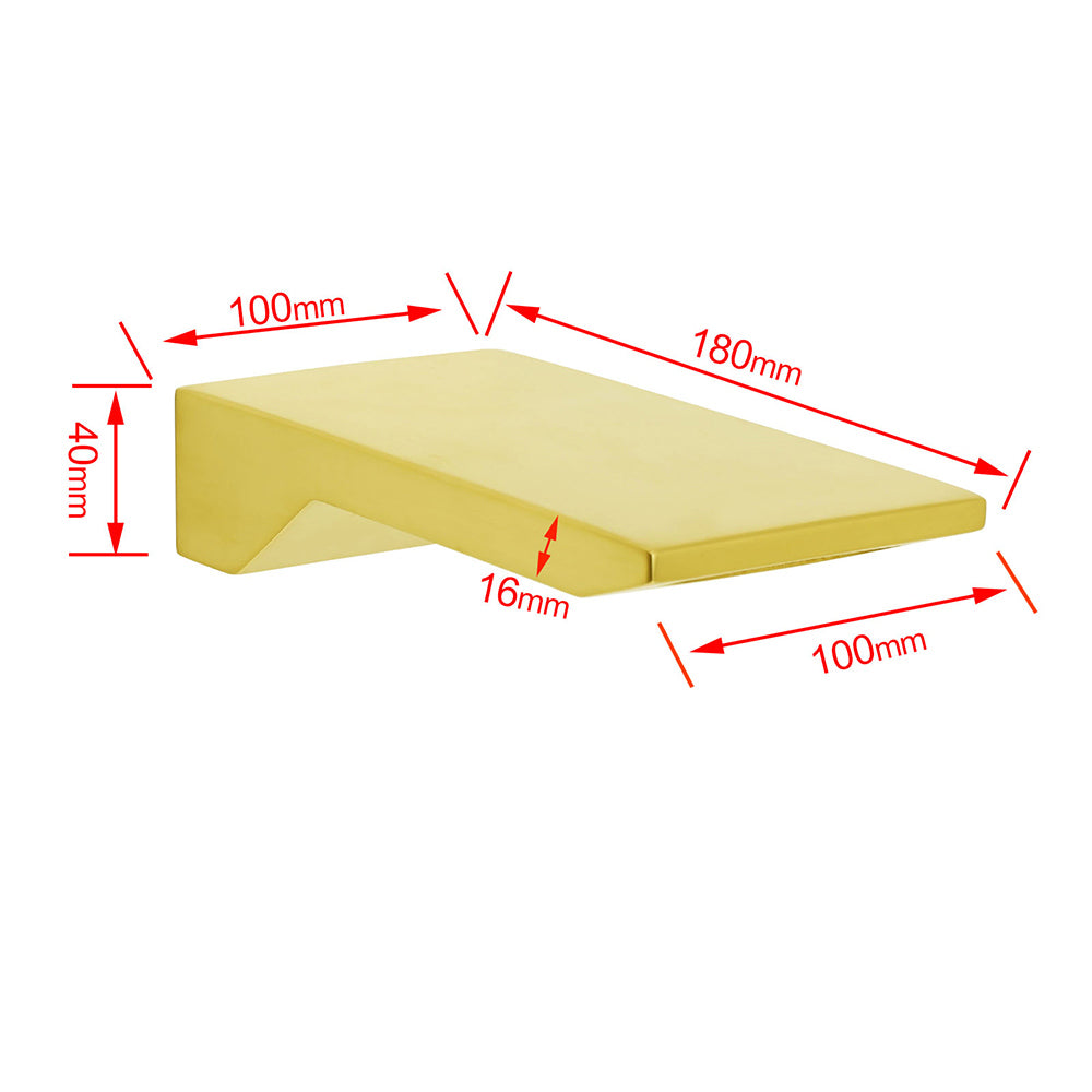 Brushed Gold Square Cubic Shower Bathtub Waterfall Spout Filler Outlet 1/2" End
