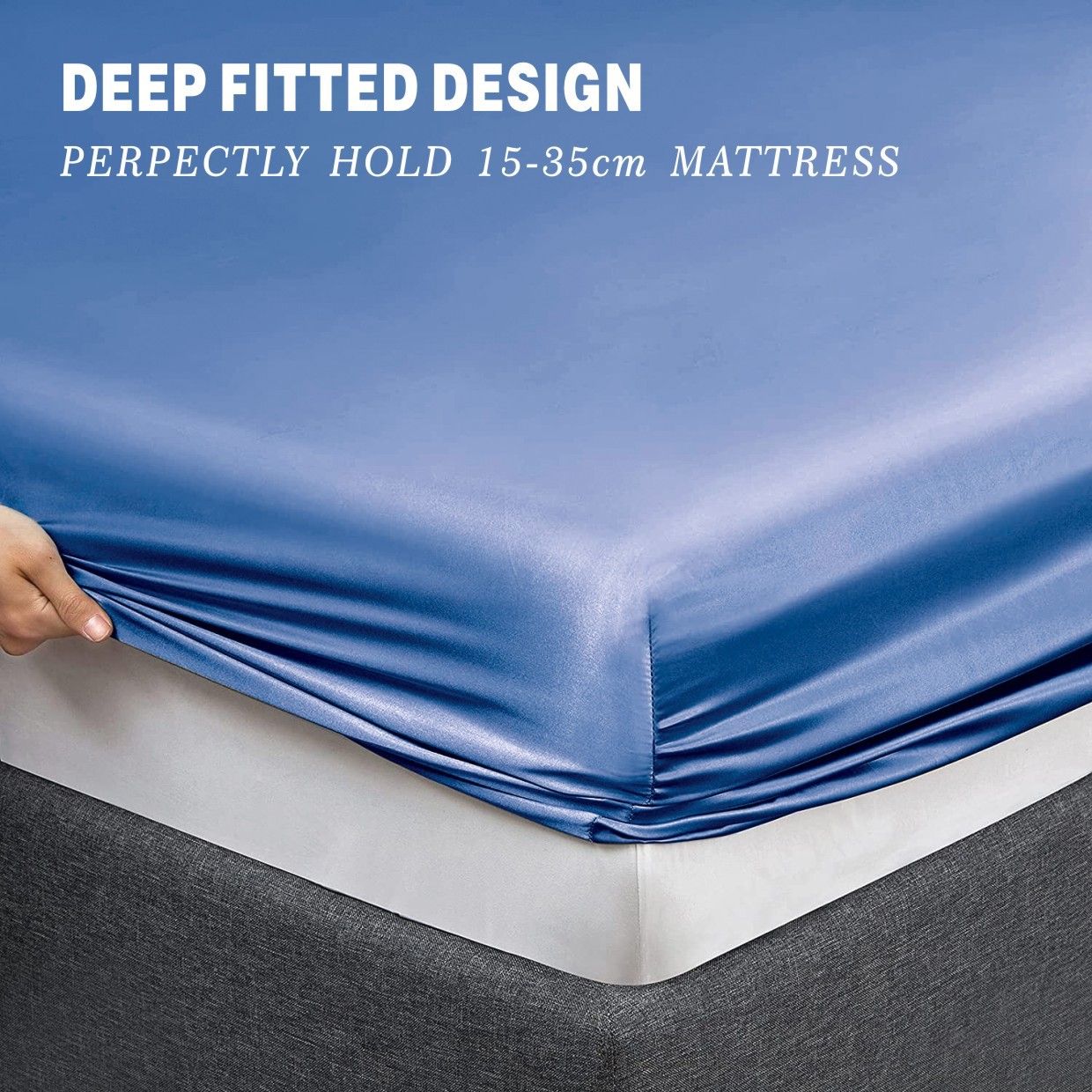 Art Silk Satin Sheet Set Hotel 4 Pieces Fitted/Flat Sheet Bedding Set-Luxury Soft Silky Sheets for Hair and Skin, Similar to Silk Bed Sheets Set 4 Pieces(Double,Ocean)