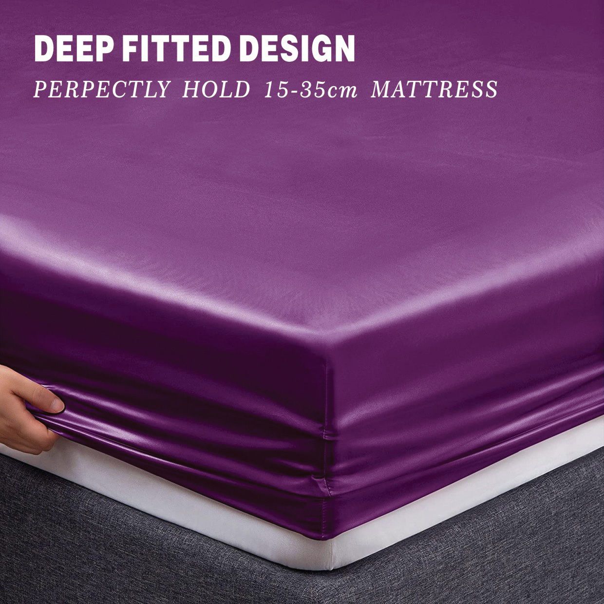 Art Silk Satin Sheet Set Hotel 4 Pieces Fitted/Flat Sheet Bedding Set-Luxury Soft Silky Sheets for Hair and Skin, Similar to Silk Bed Sheets Set 4 Pieces(Double,Purple)
