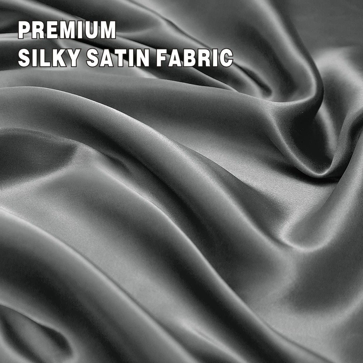 Art Silk Satin Sheet Set Hotel 4 Pieces Fitted/Flat Sheet Bedding Set-Luxury Soft Silky Sheets for Hair and Skin, Similar to Silk Bed Sheets Set 4 Pieces(Queen,Grey)