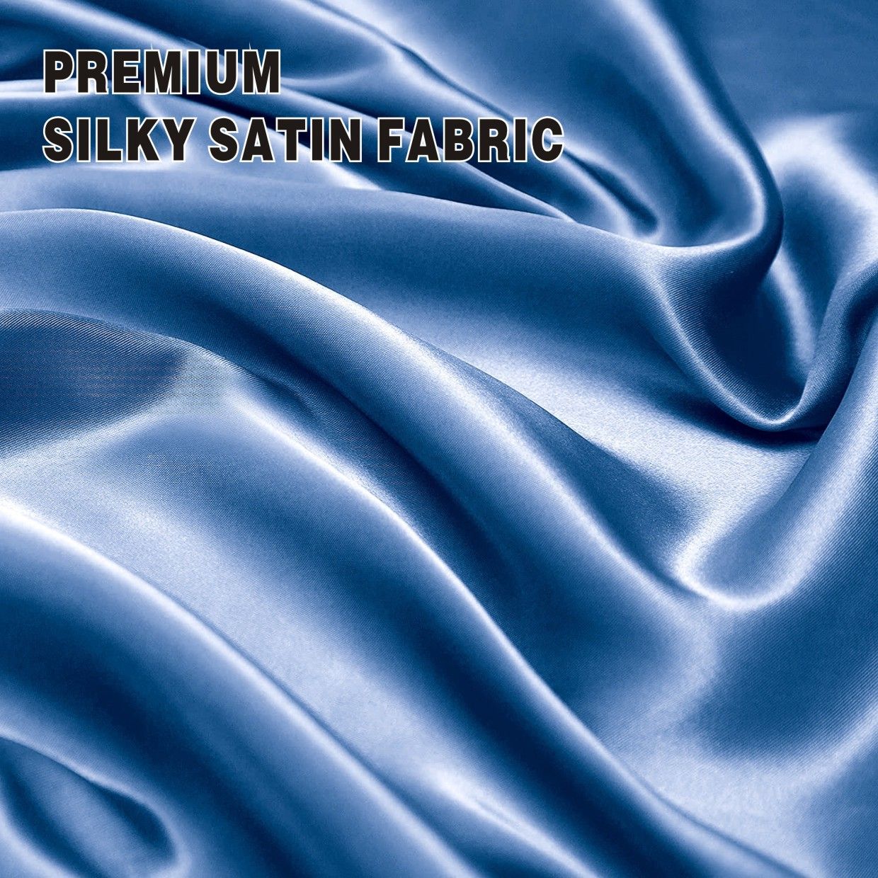 Art Silk Satin Sheet Set Hotel 4 Pieces Fitted/Flat Sheet Bedding Set-Luxury Soft Silky Sheets for Hair and Skin, Similar to Silk Bed Sheets Set 4 Pieces(Super King,Ocean)