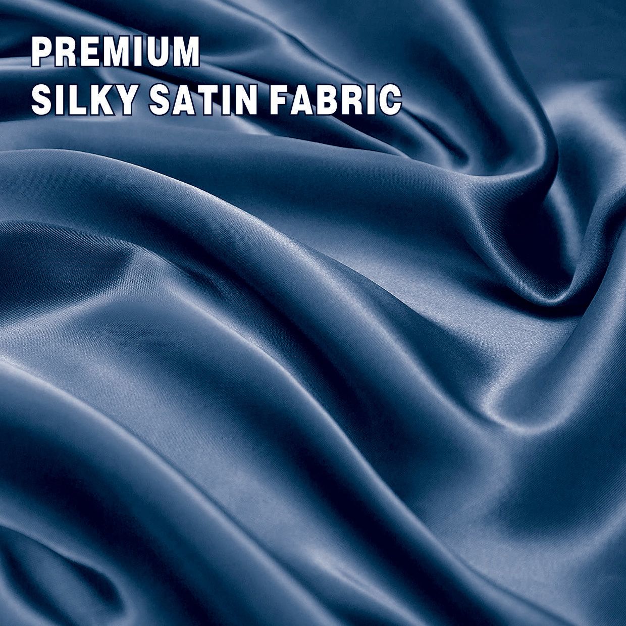 Art Silk Satin Sheet Set Hotel 4 Pieces Fitted/Flat Sheet Bedding Set-Luxury Soft Silky Sheets for Hair and Skin, Similar to Silk Bed Sheets Set 4 Pieces(Super King,Navy)