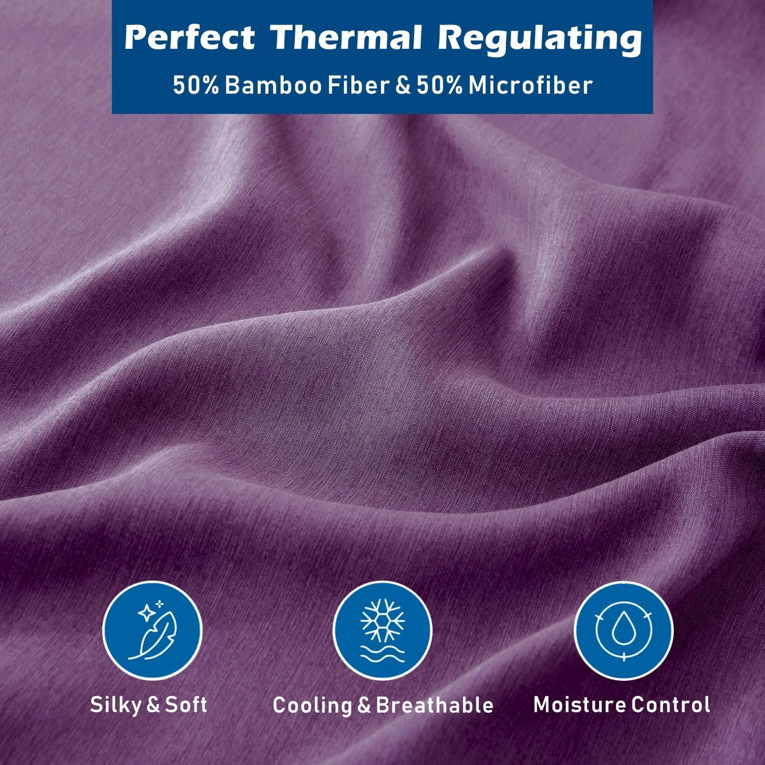 4 Piece Hotel Bamboo Cooling Sheet Set -Ultra Soft 2000TC Breathable Bed Sheets Set with 37 Centimetre Deep Pocket-Cooling Sheets for Hot Sleepers(Purple,King)