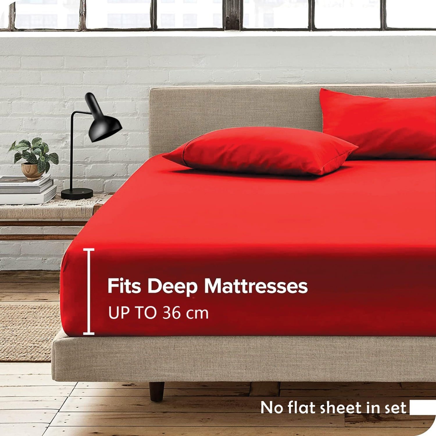 Hotel Quality Fitted Sheet - 1 Piece Fitted Sheet  -Breathable Bedding - Wrinkle, Fade, Stain Resistant- 16inch/40cm Deep Pocket Fitted Bed Sheet-Wrinkle and Fade Resistant,(Red,King)