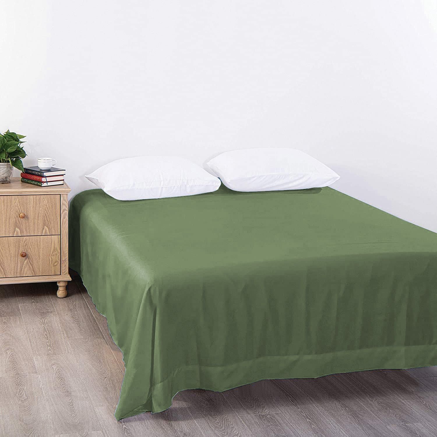 Elegant Comfort Premium Hotel Quality 1-Piece King Single Flat Sheet, Luxury and Softest 2000 Thread Count Bedding Flat Sheet(King Single,Olive green)