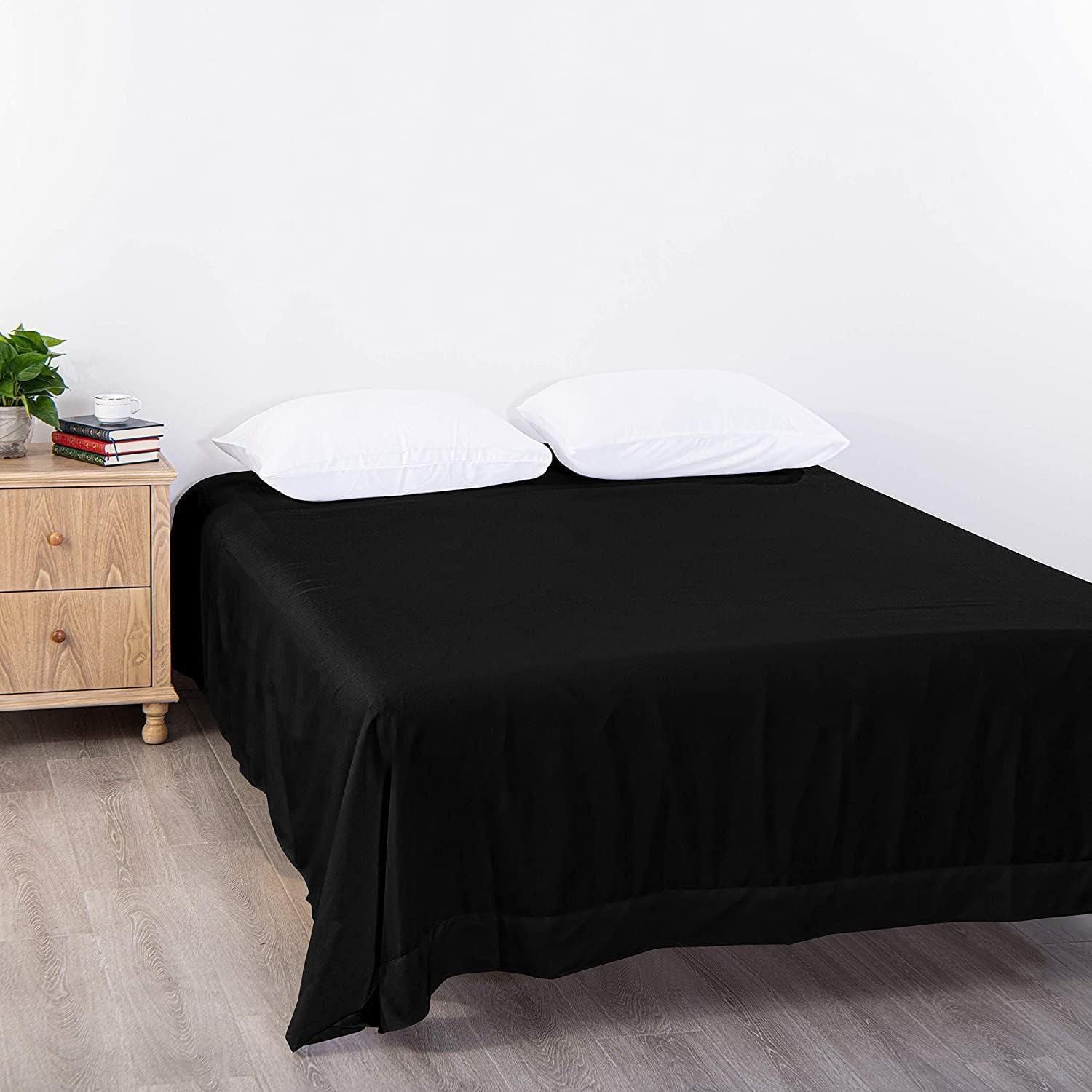 Elegant Comfort Premium Hotel Quality 1-Piece Queen Flat Sheet, Luxury and Softest 2000 Thread Count Bedding Flat Sheet(Queen,Black)