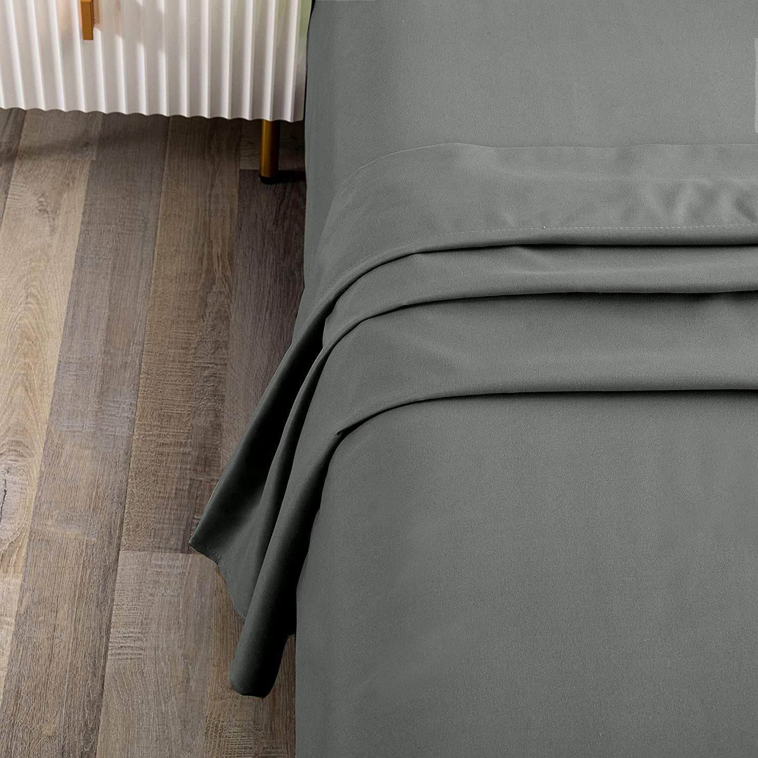 Elegant Comfort Premium Hotel Quality 1-Piece Queen Flat Sheet, Luxury and Softest 2000 Thread Count Bedding Flat Sheet(Queen,Grey)