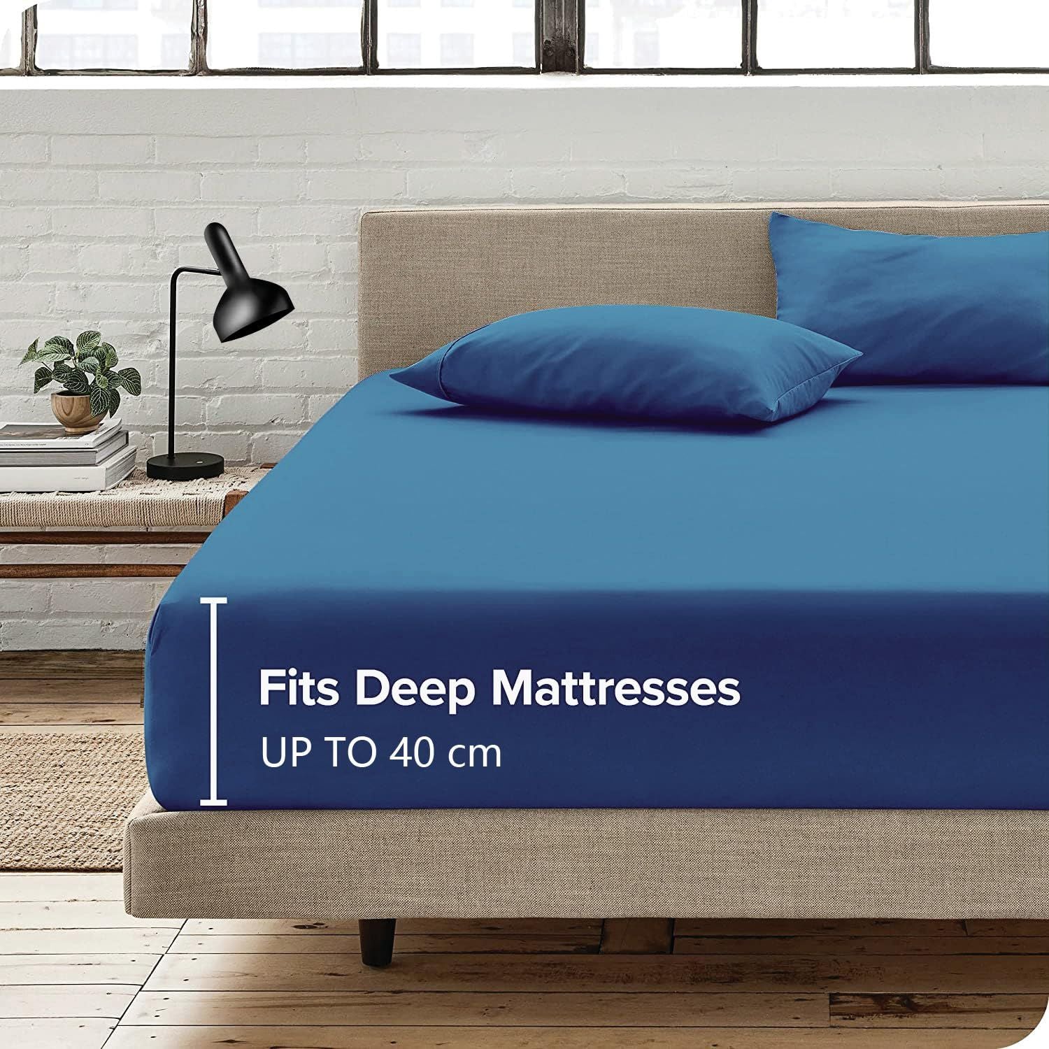 Hotel Quality Fitted Sheet - 1 Piece Fitted Sheet  -Breathable Bedding - Wrinkle, Fade, Stain Resistant- 16inch/40cm Deep Pocket Fitted Bed Sheet-Wrinkle and Fade Resistant,(Ocean,Queen)