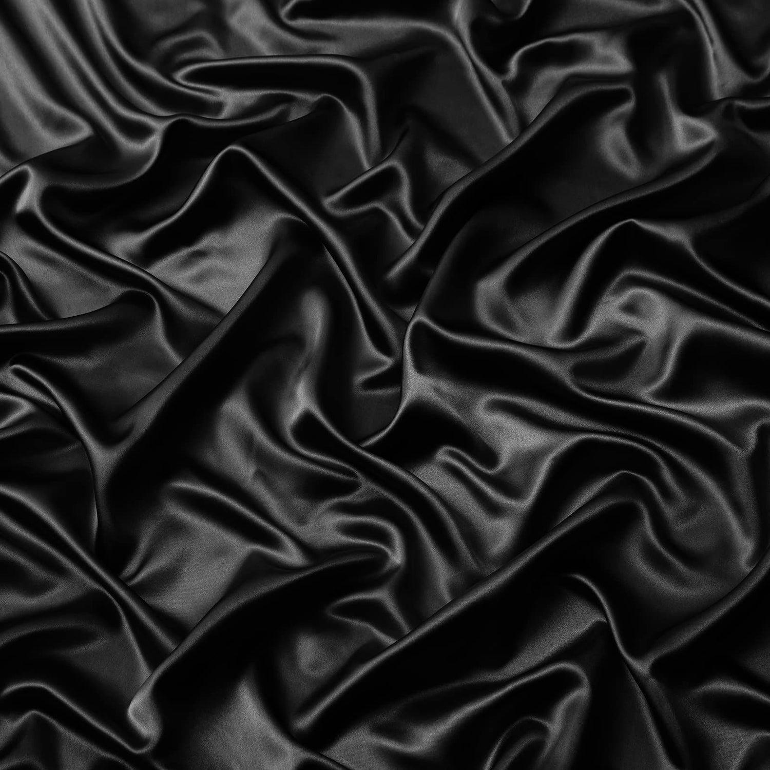 Satin Fitted Sheet Set Hotel 3 Pieces Fitted Sheet with Pillowcase, Art Silk Bedding Set-Luxury Soft Silky Sheets for Hair and Skin, Similar to Silk Fitted Sheets Set 3 Pieces(King,Black)
