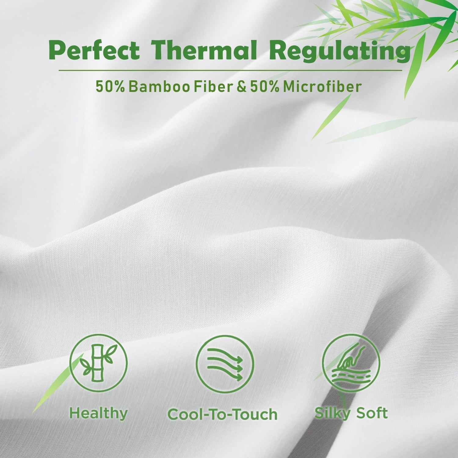 3 Piece Hotel Bamboo Cooling Fitted Sheet Set & Pillowcase -Ultra Soft 2000TC Breathable Fitted Bed Sheets Set with 37 Centimetre Deep Pocket-Cooling Sheets for Hot Sleepers(White,Super King)
