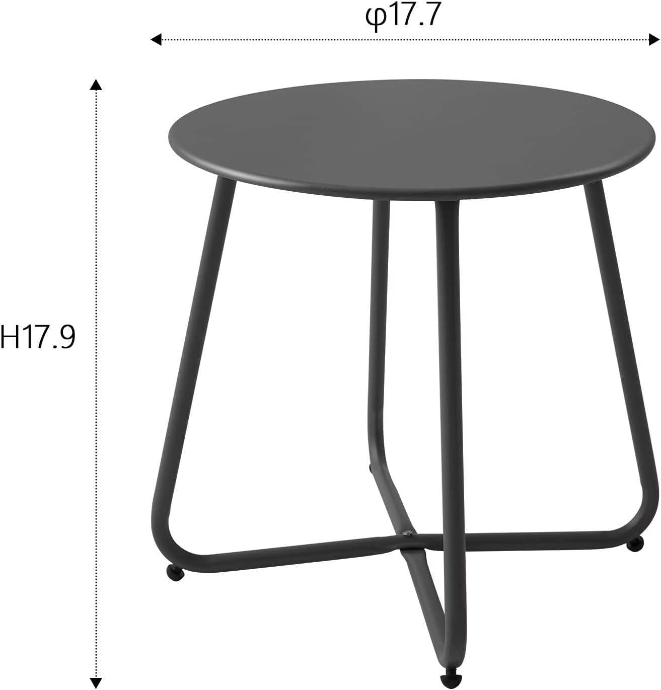 Outdoor Metal Side Table – Rust-Resistant Patio Small Round End Table, Accent Coffee Table for Balcony, Garden, Porch, Living Room & Bedroom – Lightweight Portable Plant Stand, Black