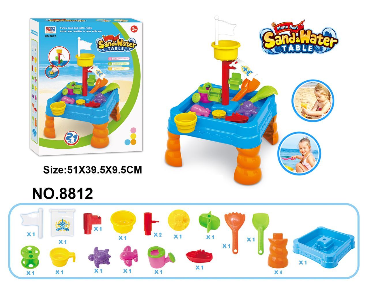 Children's Sand & Water Table with 21 Play Accessories