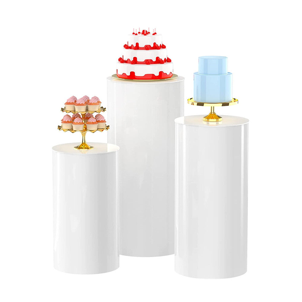 3pcs Metal Round Plinth Cylinder Pedestal Stand Wedding Decoration Cake Flower