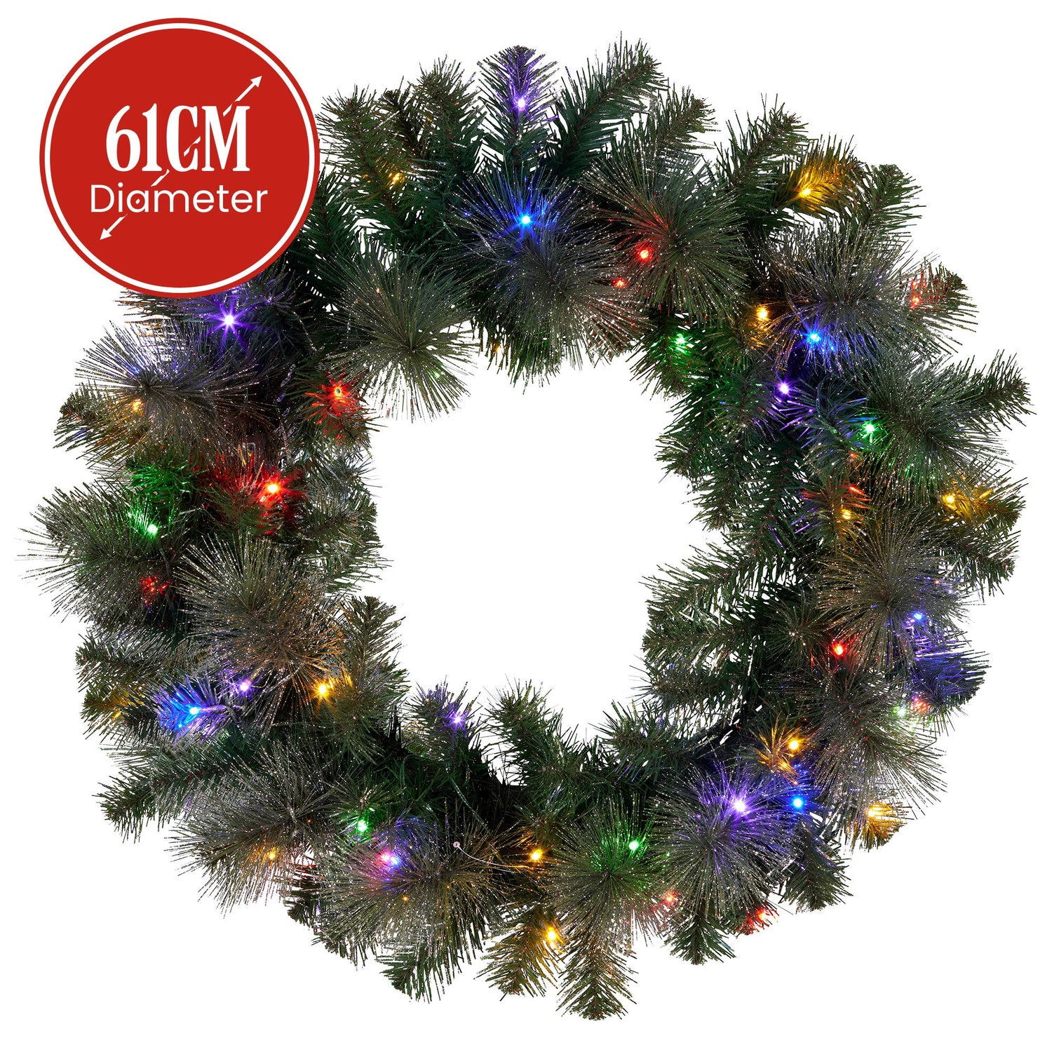 Christabelle 61cm Battery-operated Christmas Wreath Glittery Gold Pine