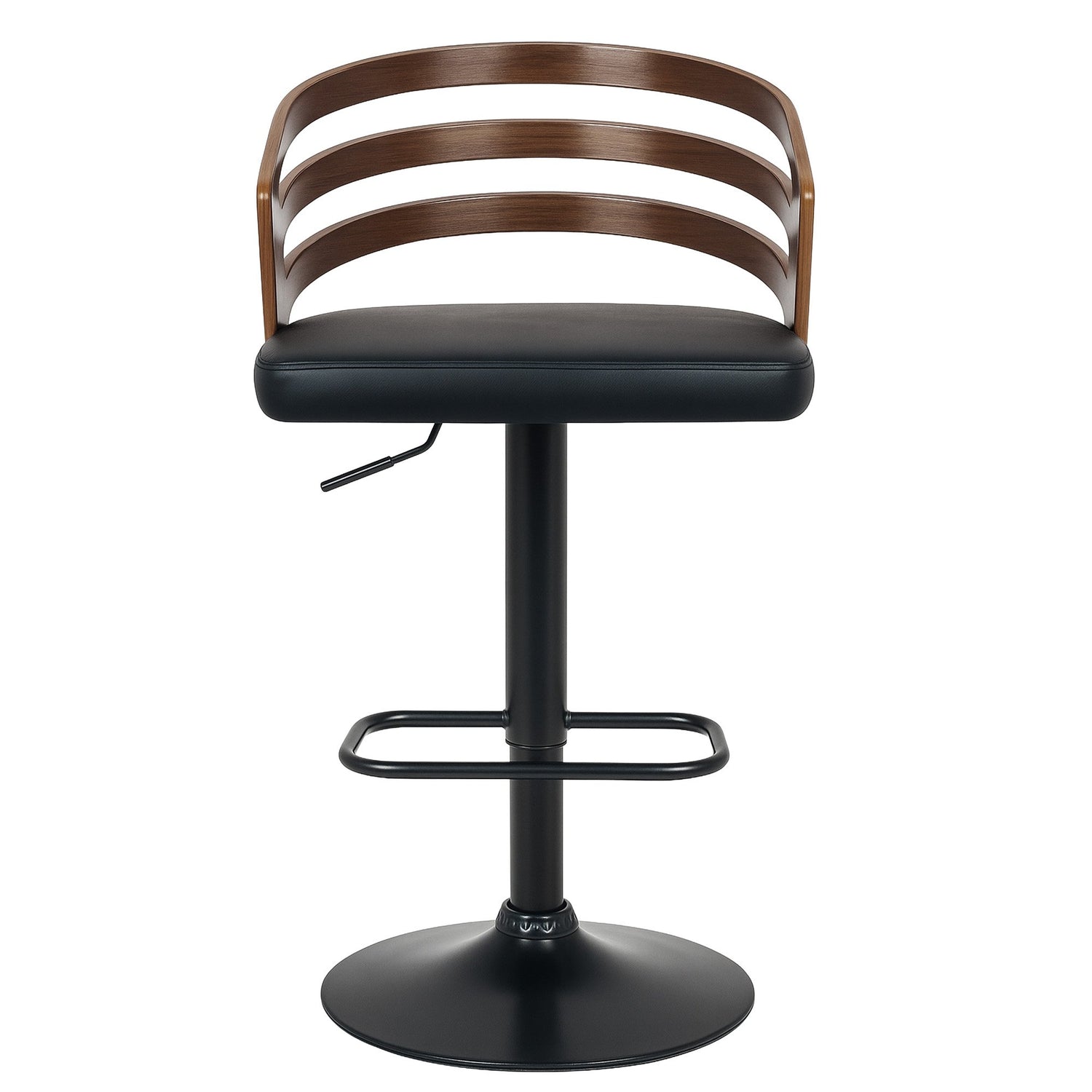 Sarantino Set Of 2 Bentwood Walnut Barstool Adjustable Height Swivel Footrest