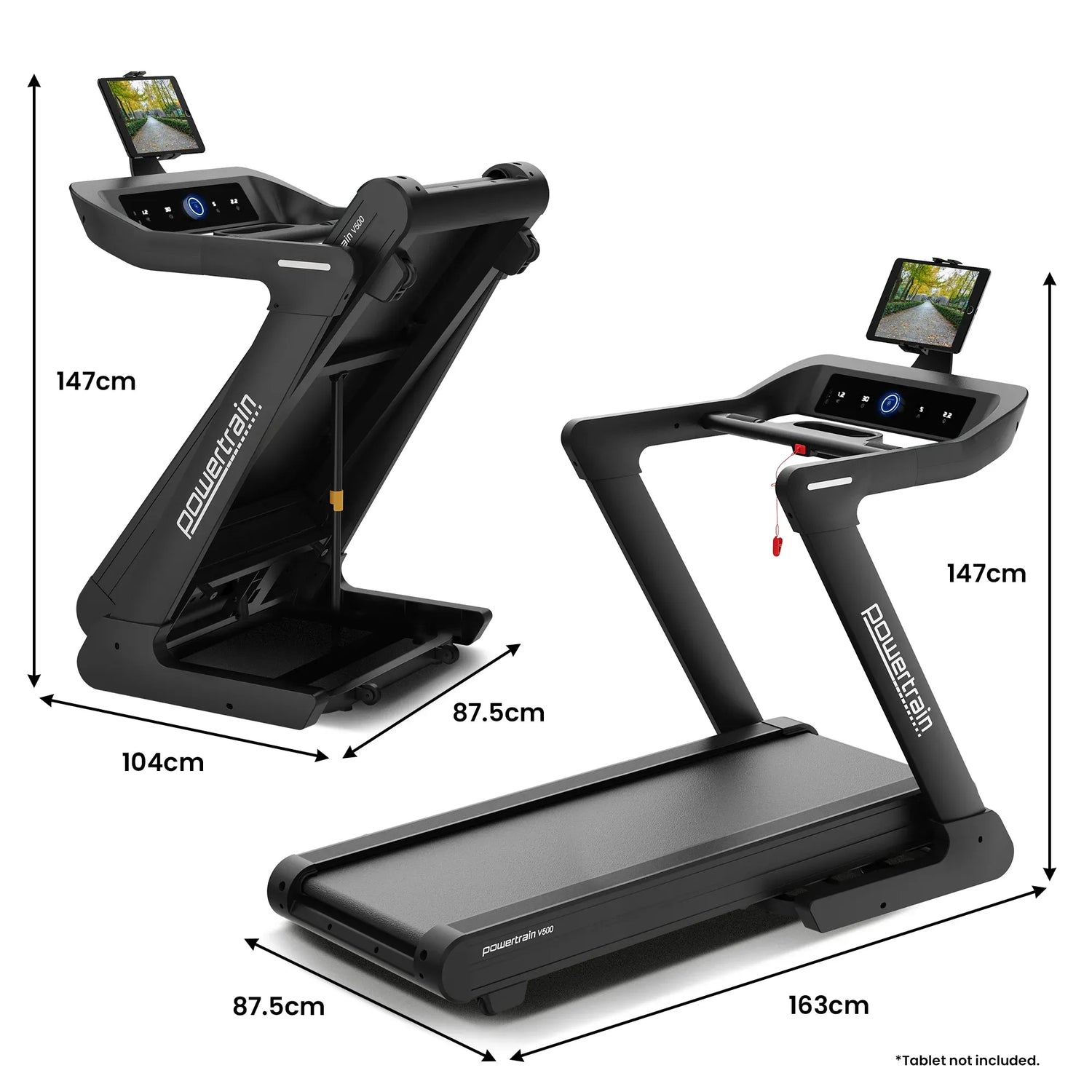 Powertrain V500 3hp Foldable Treadmill Cardio Running Automatic Incline Machine