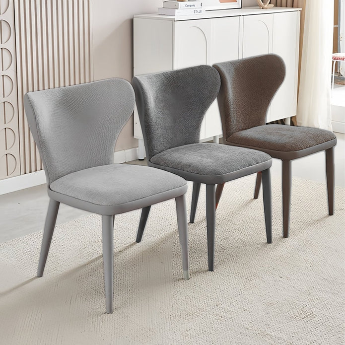VELLUTO Modern Kitchen Dining Room Chairs Faux Leather Flannel Accent Chairs Metal Vanity Lounge Chair with Back for Living Room Set of 2 (Dark Grey)