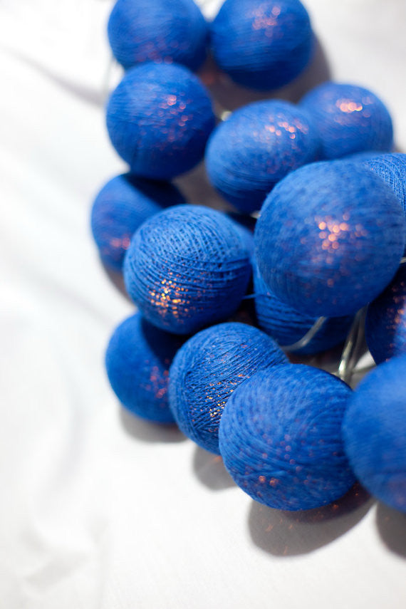 20 Ball Dark Blue 3m String Light Battery Box 5cm Cotton Ball  Christmas Birthday Boy Special Occasion Decoration