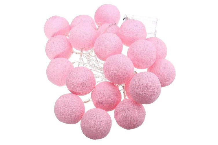 20 Ball Pastel Pink 3m String Light Battery Box 5cm Cotton Ball  Christmas Birthday Bbay Girl Special Occasion Decoration