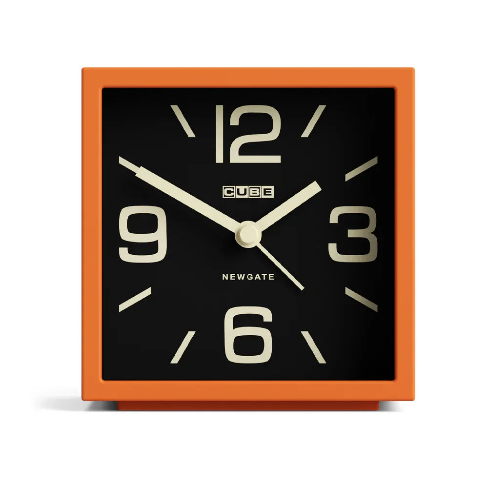 Newgate Cube Mantel Clock-Pumpkin Orange