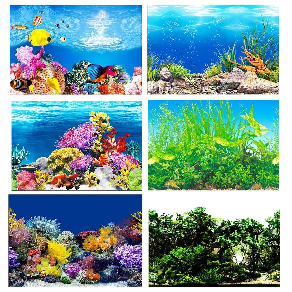 Aquarium Background Fish Tank Wallpaper Double Sided Decoration Sticker Paper - H-50cmx102cm