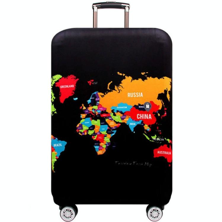 Protective Elastic Suitcase Cover - Fits 22-24 Inch Luggage - Dustproof & Scratch-proof - English Map