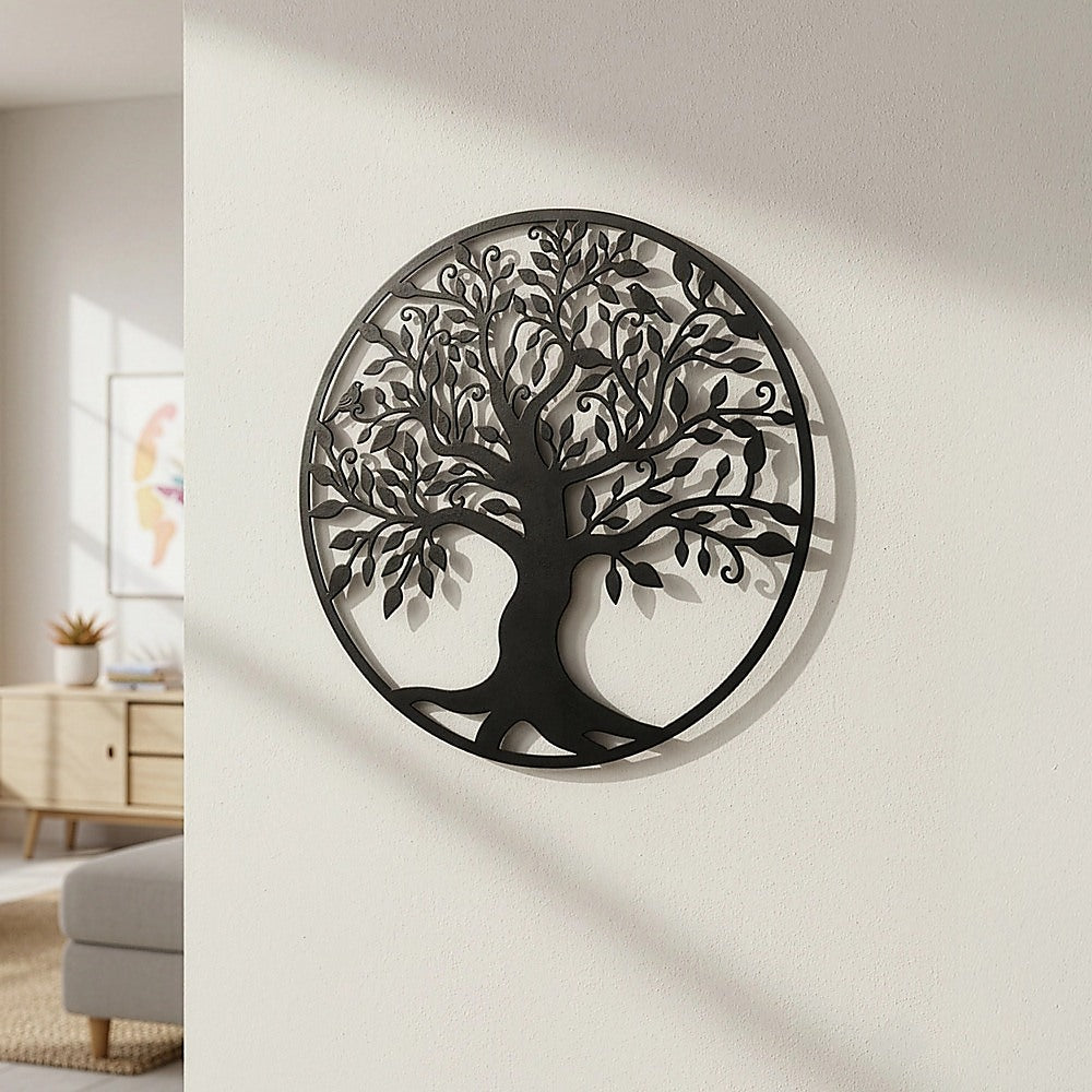 Black Tree of Life Metal Wall Art Hanging Sculpture Garden 99cm