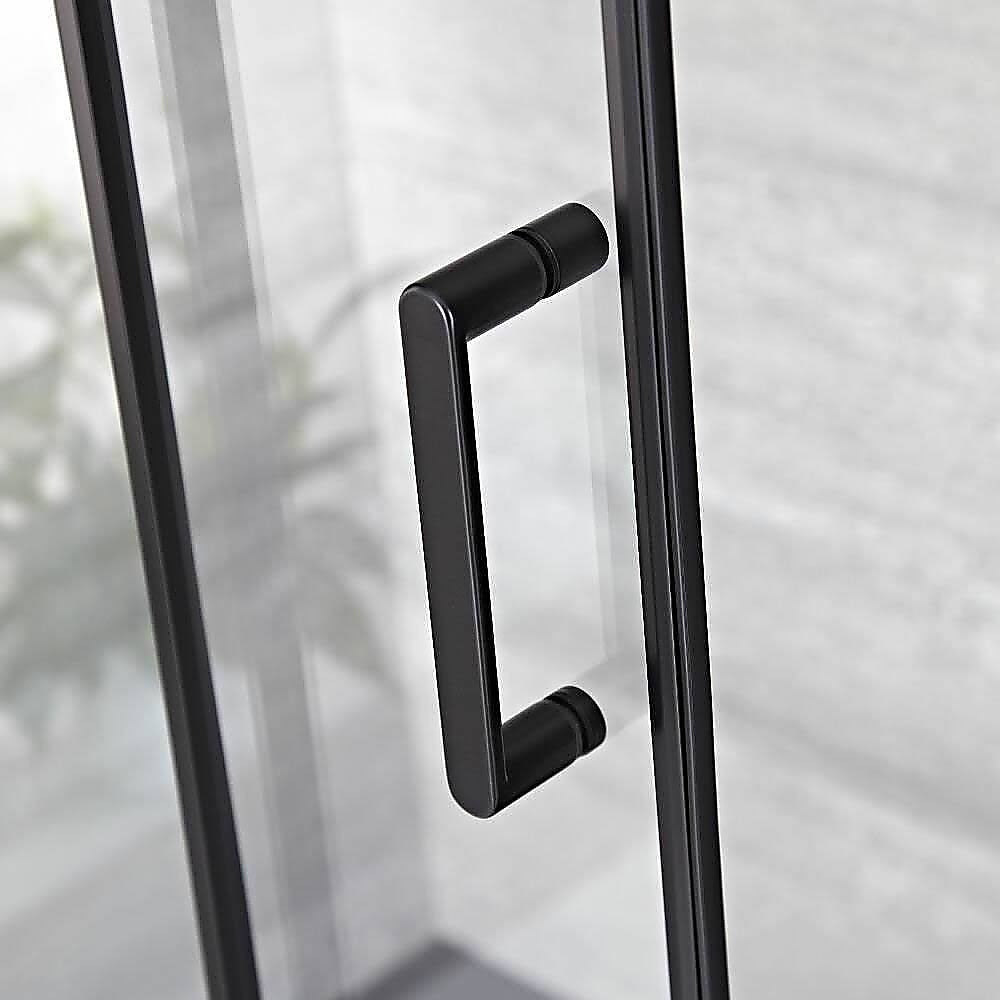 140-150cm Adjustable Wall to Wall Sliding Glass Shower Door in Black
