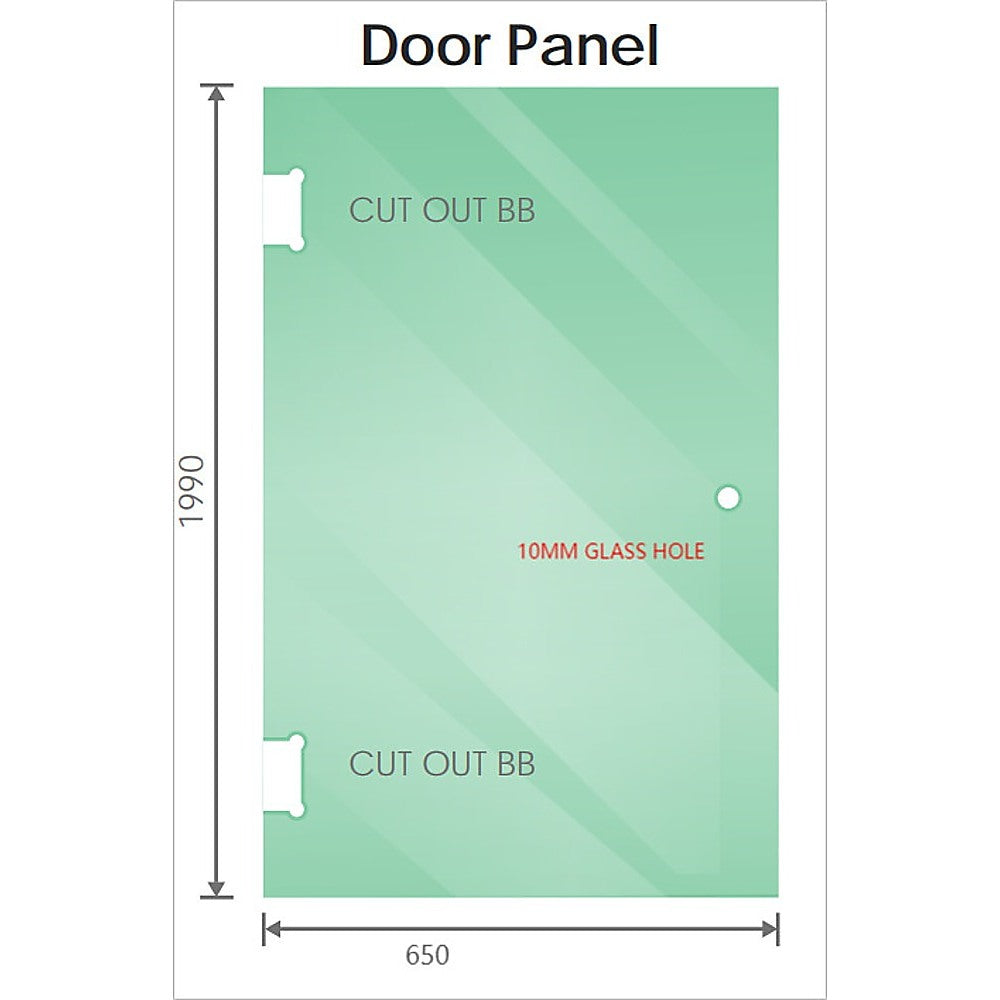 120cm Wall to Wall Frameless Shower Screen – Chrome Wall Channel , SS Hinges & Square Knob Handle