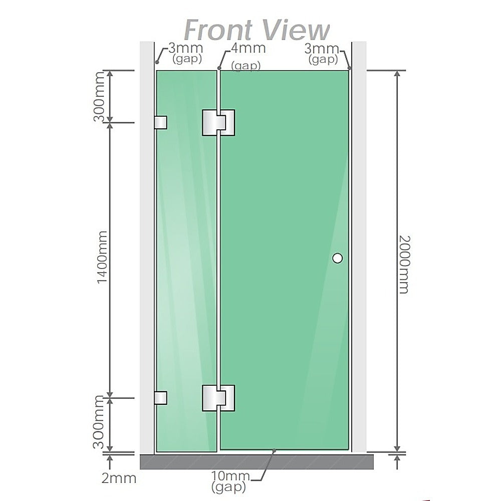 100x90cm Corner Frameless Shower Screen – Chrome Wall Channel and Floor Channel with SS Hinges for Modern Bathroom Style