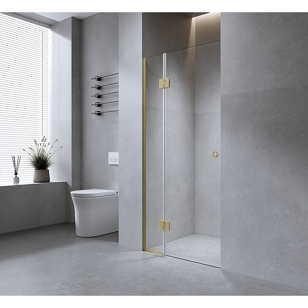 100cm Wall to Wall Frameless Shower Screen – Chrome Wall Channel with SS Hinges for Contemporary Style