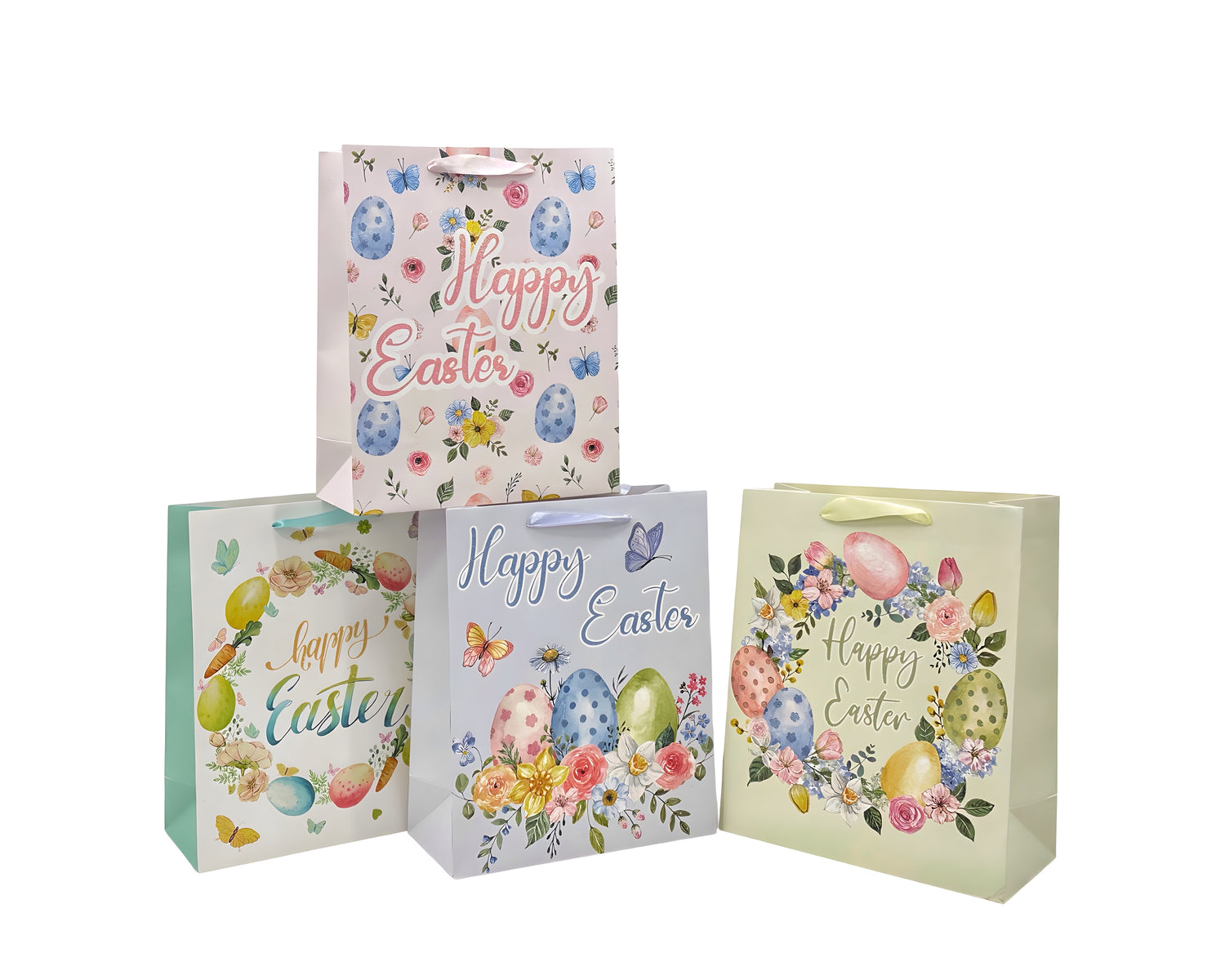 bulk 24 Small Easter Egg Hunt Gift Bag 4 Assort 14x14cm