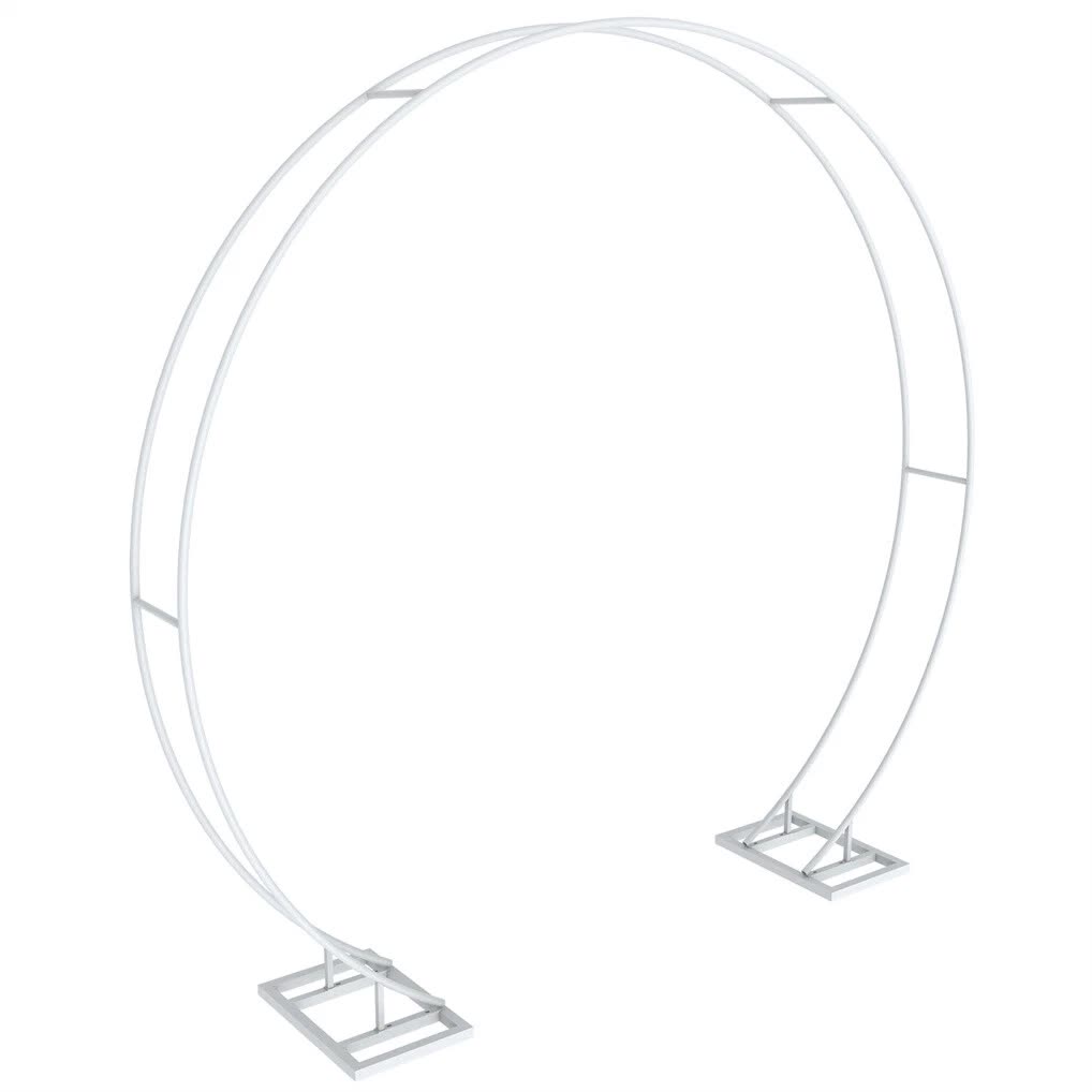 Round Arch Backdrop Stand for Wedding Party Metal Pipe Frame Archway Decoration Indoor Outdoor Double Rails 2.2m