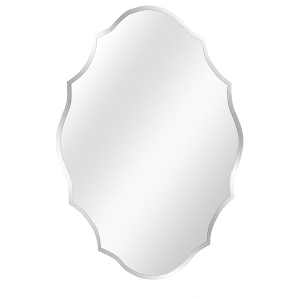 Beveled Silver Oval Wall Mirror Versatile Frameless Design for Vertical or Horizontal Display