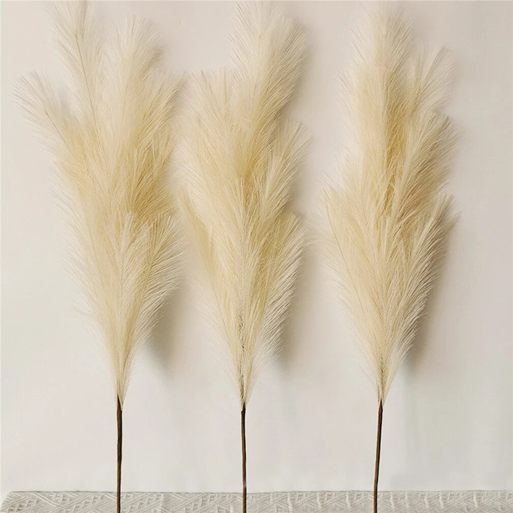 110CM Artificial Pampas Grass Large Tall Fluffy Faux Bulrush Reed Grass Bunch for Home Wedding Boho Decor (3PCS)