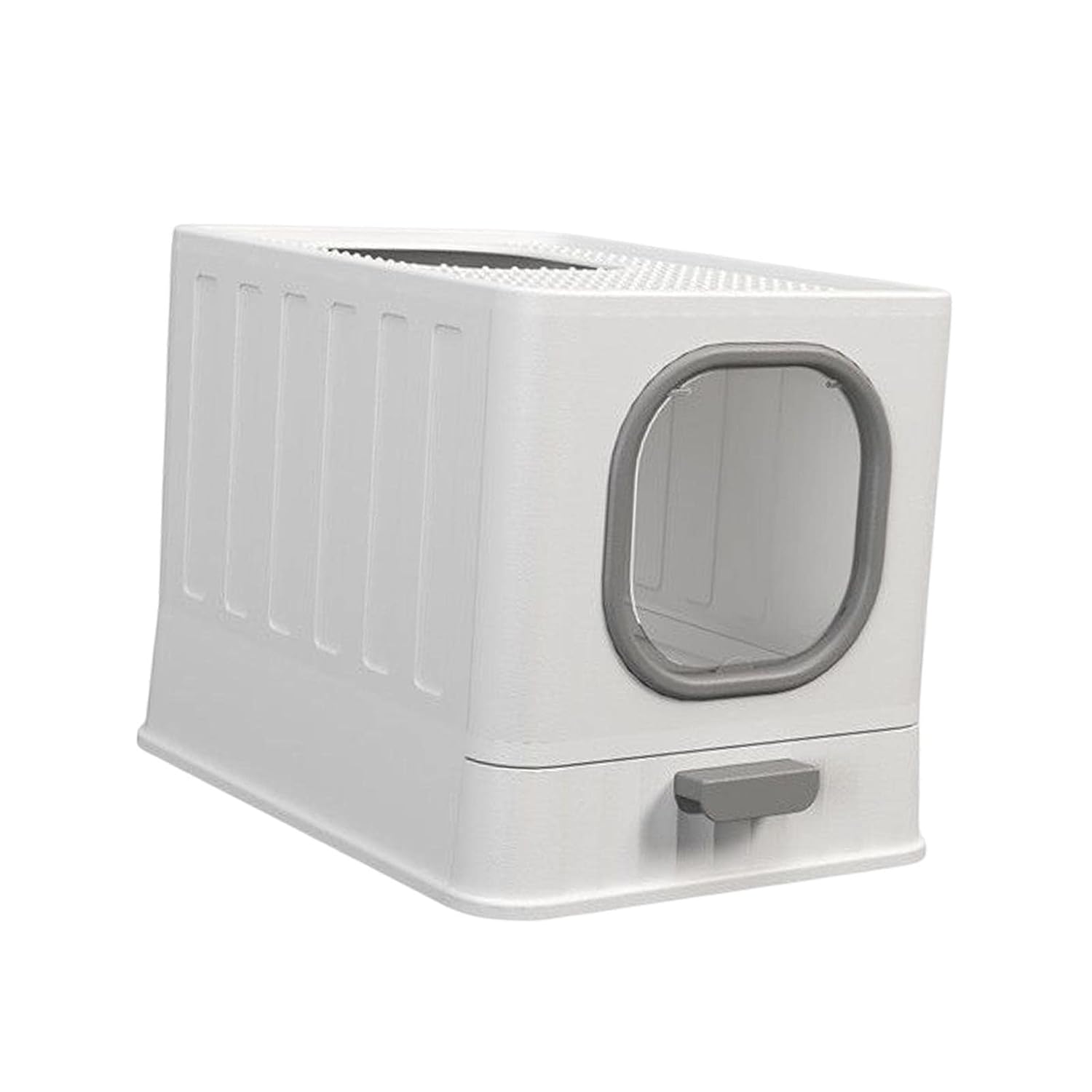 Big Top Entry Deep Tray Enclosed Kitty Cat Litter Box Easy To Clean Pull Handle