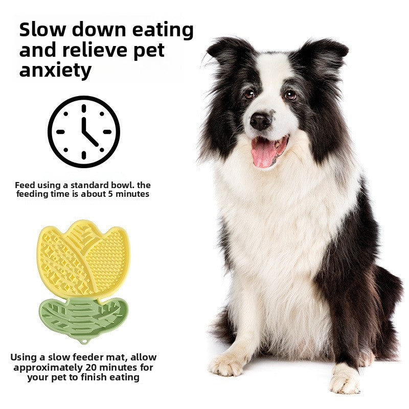 2-pcs Red Tulip Shaped Silicone Pet Licking Mat Slow Feeder Dog Cat Lick Pad with Suction Cups Anxiety Relief and Boredom Buster