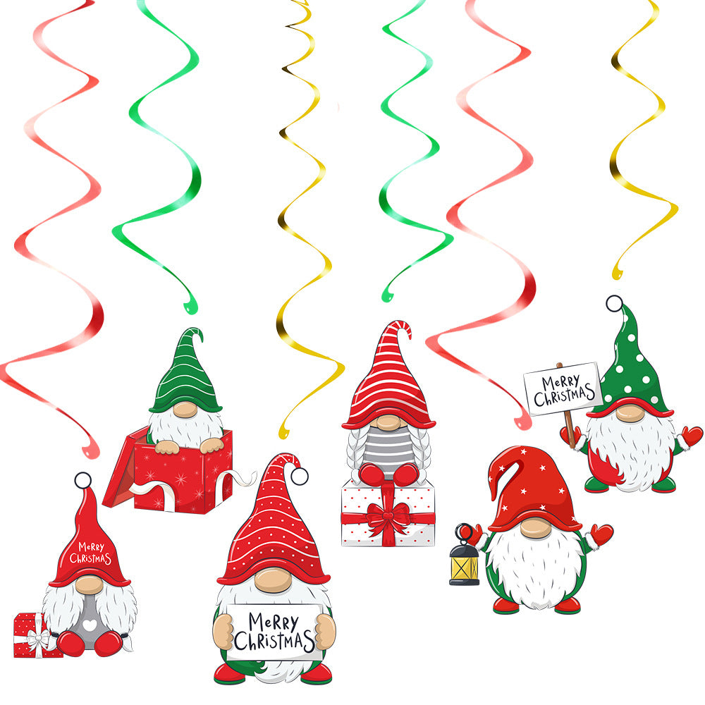 10 PCS Festive Gnome Christmas Hanging Swirl Decorations - Single Piece 18x15cm for Australian Homes