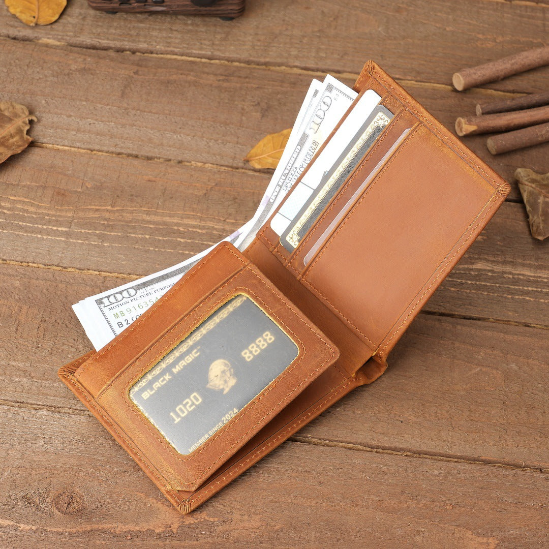 Style 2 Genuine Cowhide Leather Wallet - RFID Protection, VH2104 Mom to Son Gift with To My Son Embossed Message