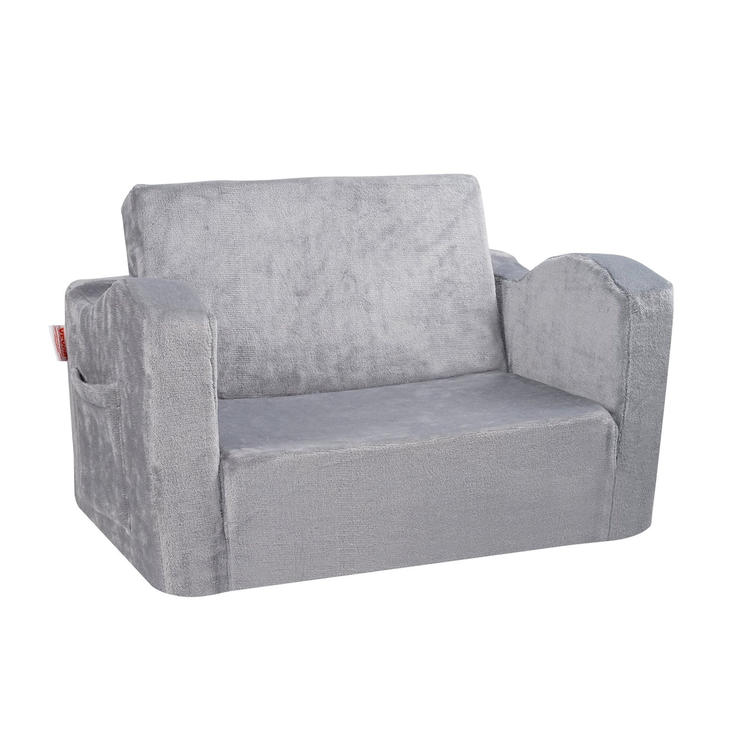 VEVOR Baby Chair Foldable 2-in-1 Comfy Baby Lounger Couch Kids Sofa Grey