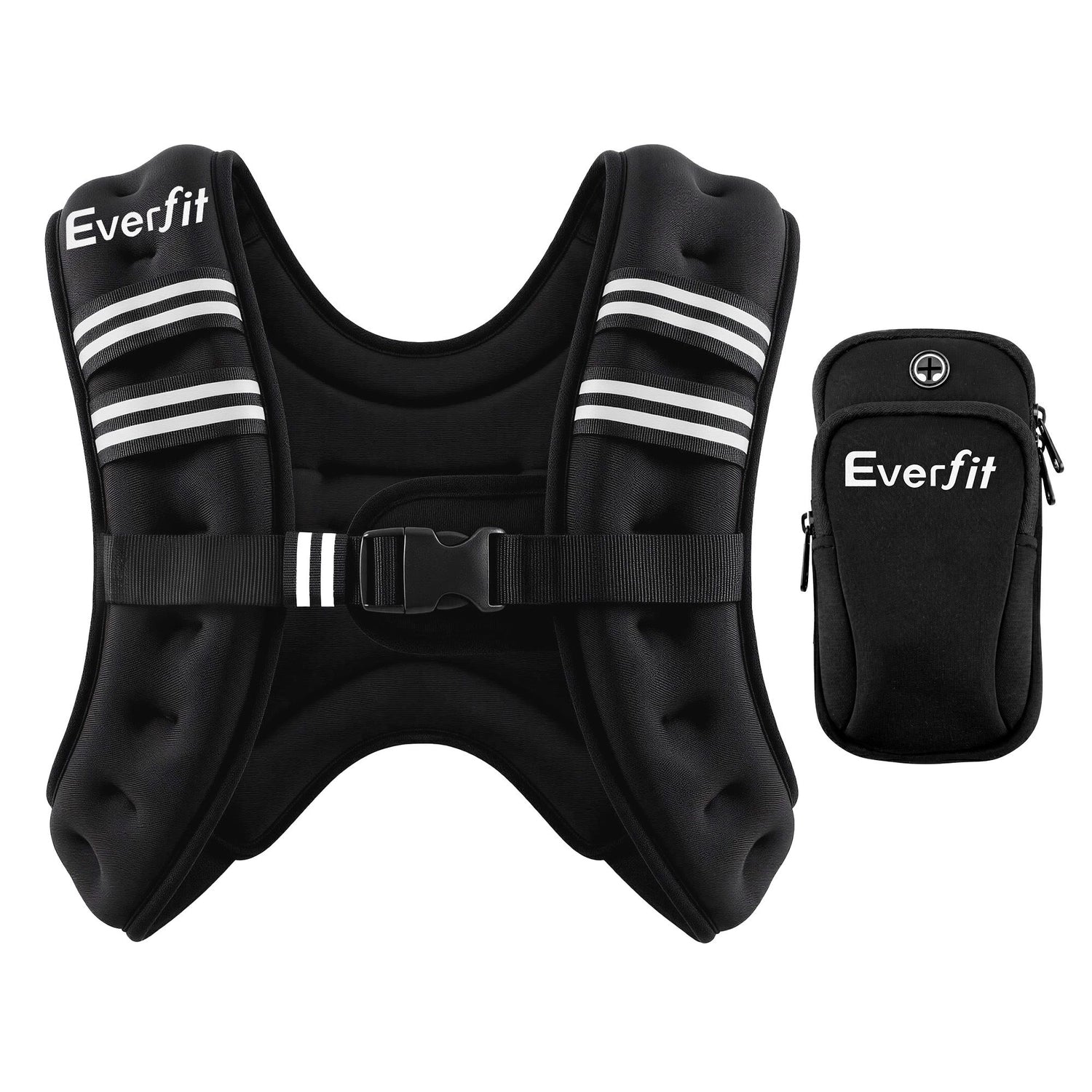 Everfit 10kg Weighted Vest Men Women, Reflective Running Vest with Armband Pouch