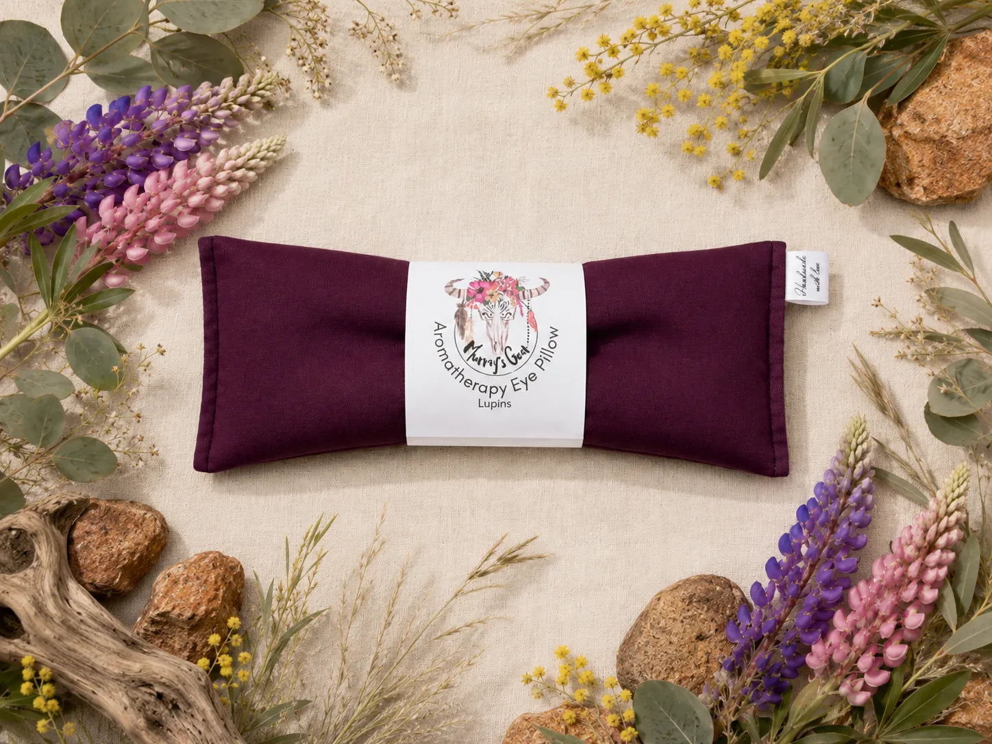 Aromatherapy Eye Pillow – 100% Cotton Heat Pack with Lupins | Made in Australia