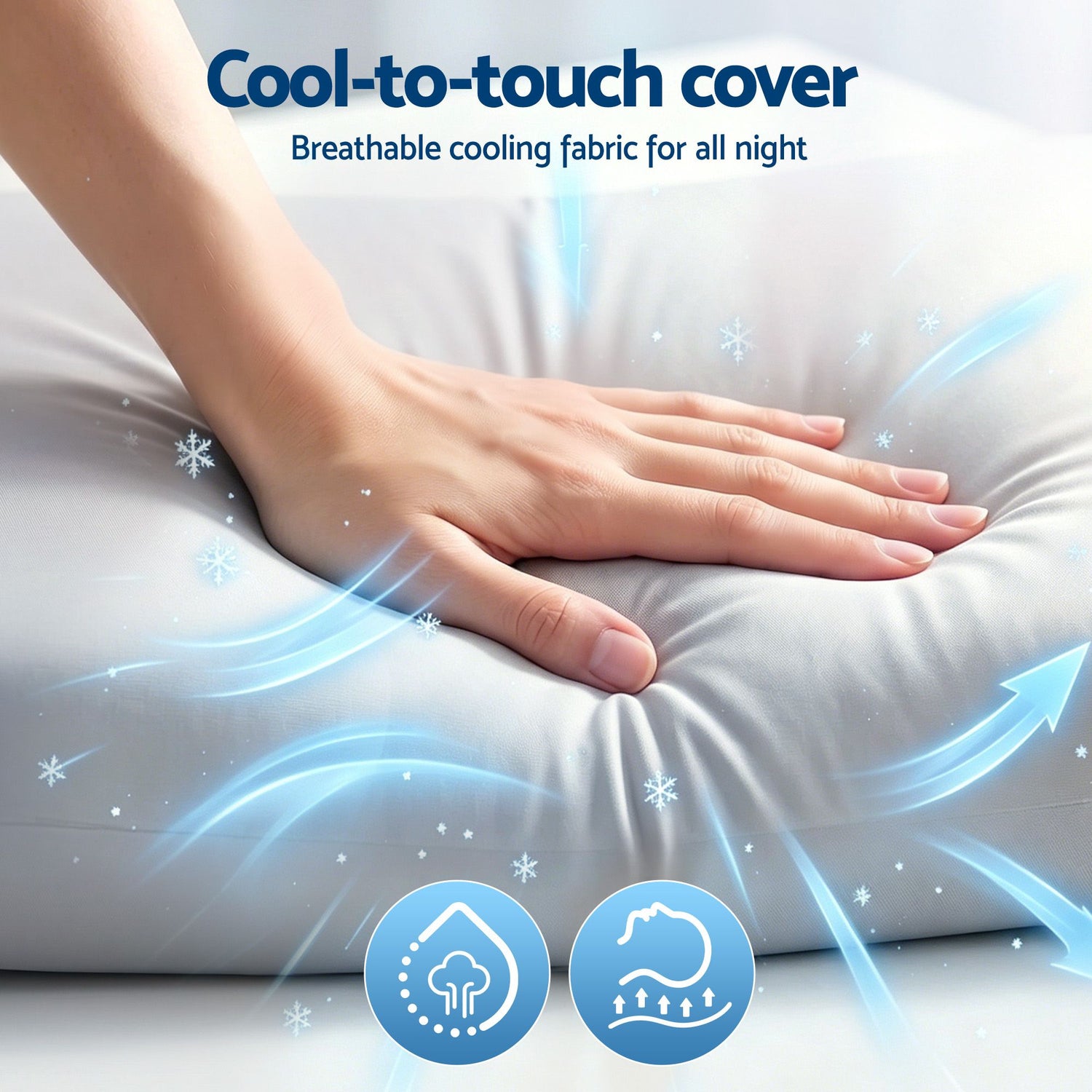 RoomSense Cooling Memory Foam Pillows for Sleeping, Anti-Clumping Solid Core Bed Pillows for Hot Sleepers, Supportive Side Sleeper Pillow, Washable Cover Queen Size 1 Pack, 70x40x10cm