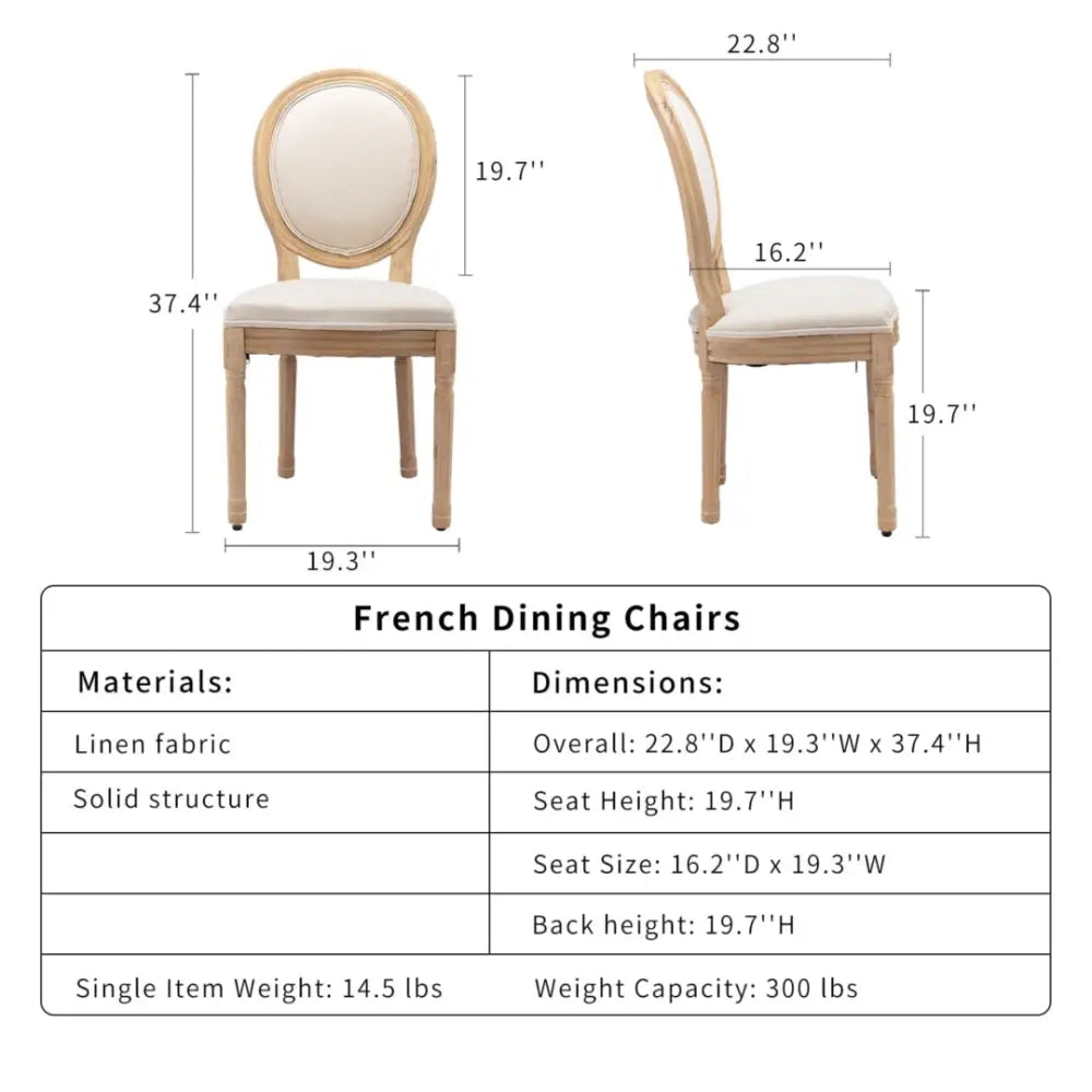 AADEN 2x Linen Dining Chairs with Solid Wood Legs- Beige - Furniture > Outdoor > Outdoor Chairs