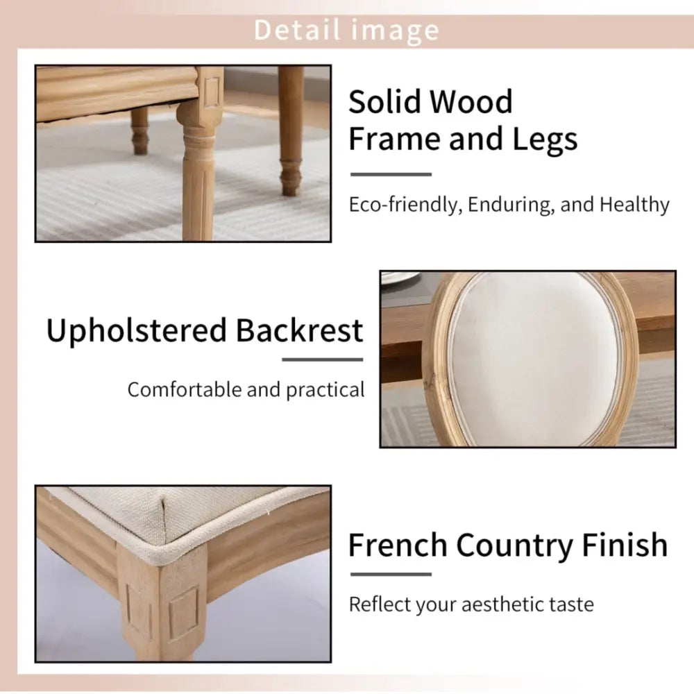 AADEN 2x Linen Dining Chairs with Solid Wood Legs- Beige - Furniture > Outdoor > Outdoor Chairs